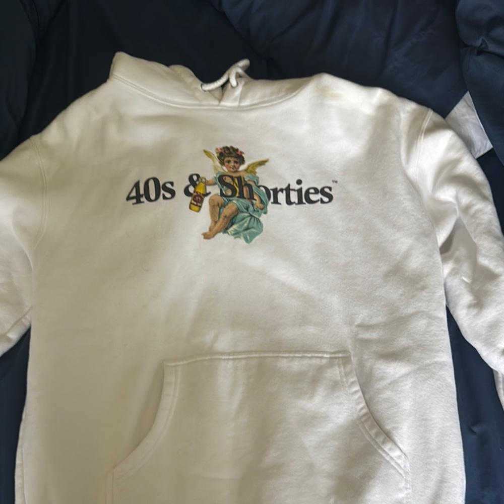 White graphic hoodie, 40s & shorties